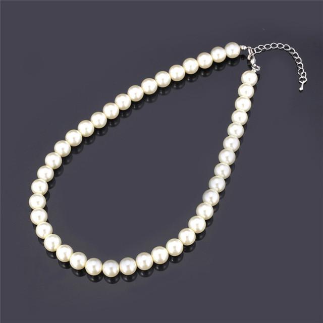 Resizable Black/White Pearl Choker Necklace